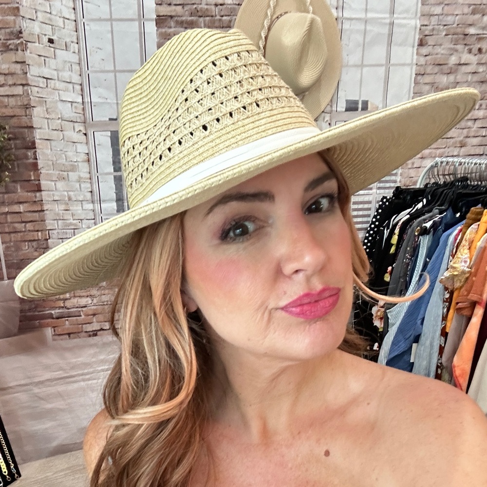 Natural color Woven Wide Brim 100% Paper Straw Rancher Cowboy Hat - Picture 4 of 4